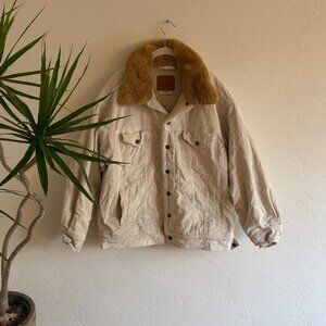 Levi's Ivory Corduroy Sherpa Jacket with Removable Fur Collar